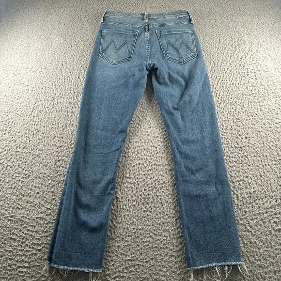 MOTHER Mid-Blue Frayed Hem Ankle Jeans - Picture 11 of 15